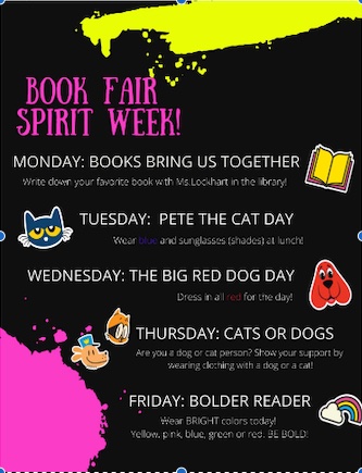 Book Fair Spirit Week, November 14-18, 2022