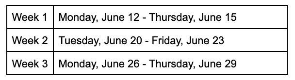 Summer School 2023 Meeting Schedule