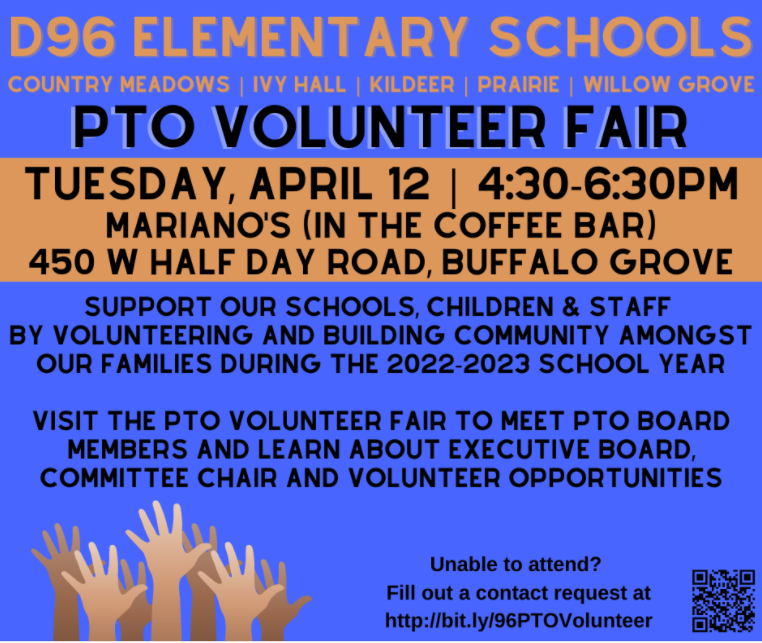 D96 PTO Volunteer Fair on April 12, 2022