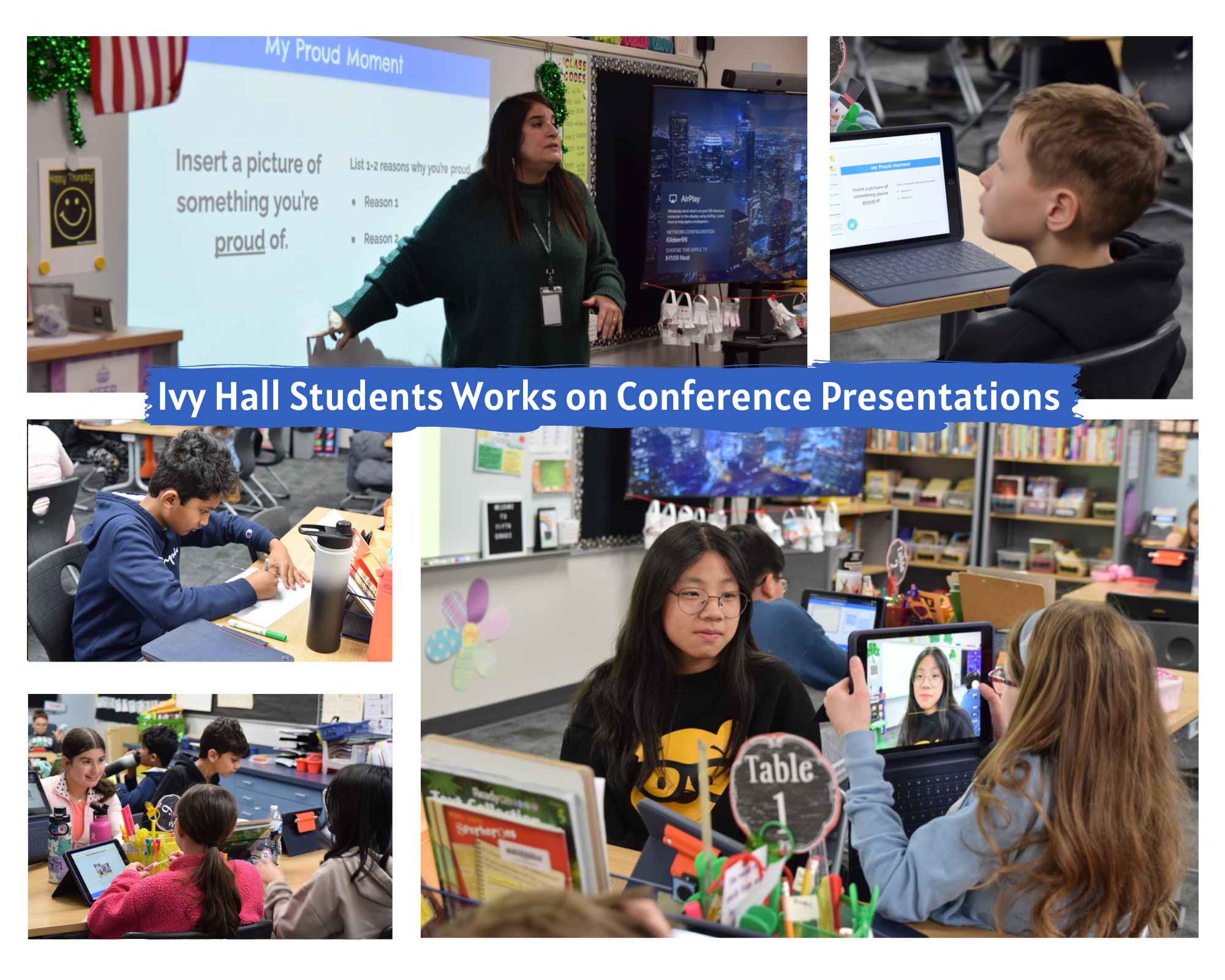 Ivy Hall 5th Graders work on Family-Educator Conference projects