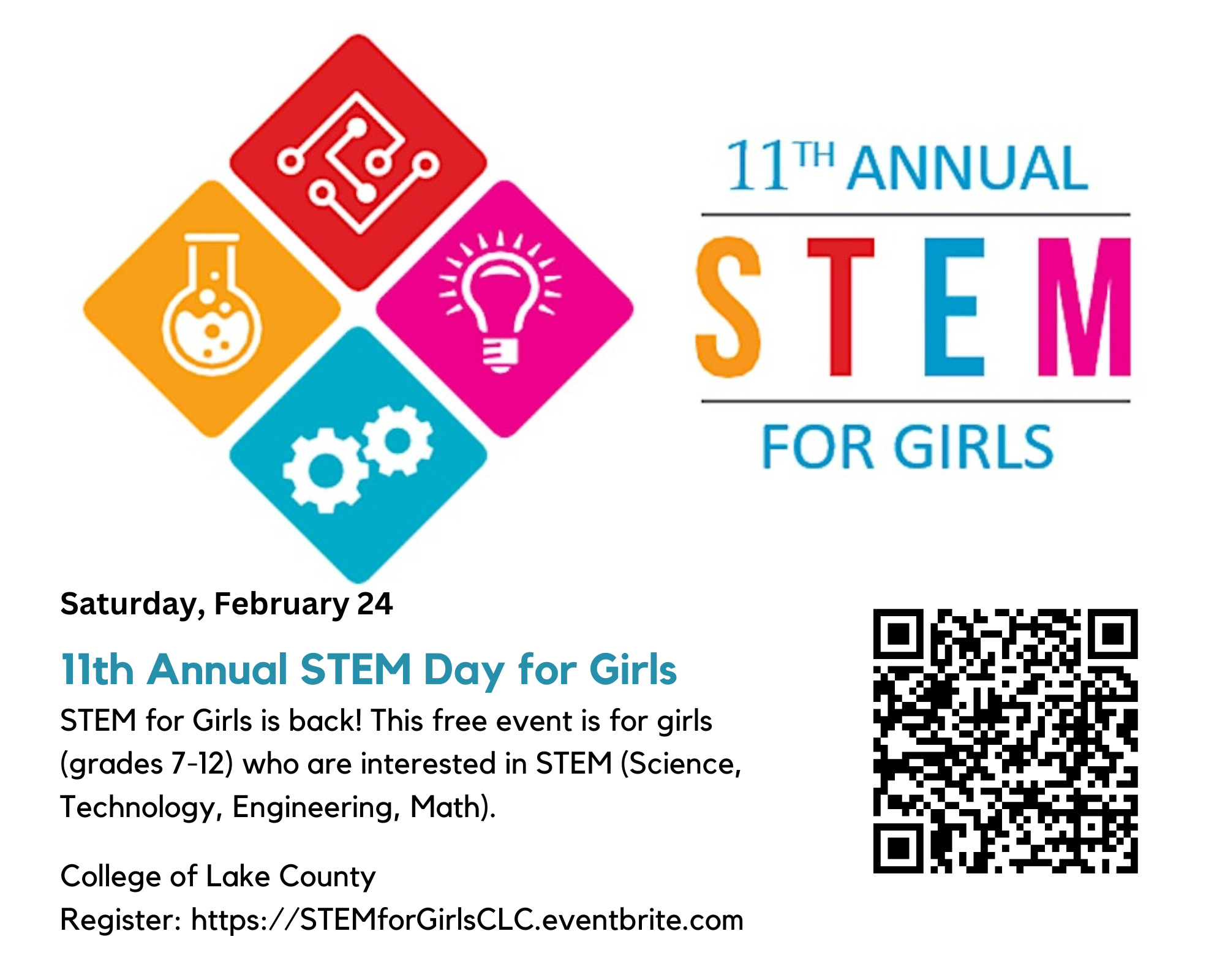 College of Lake County: STEM Day for Girls (Grades 7-12)