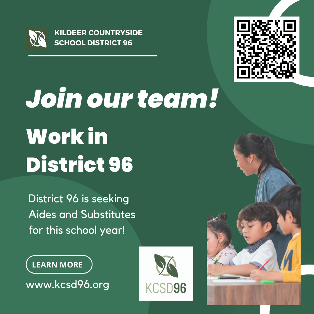 District 96 is seeking Aides and Substitutes this school year.