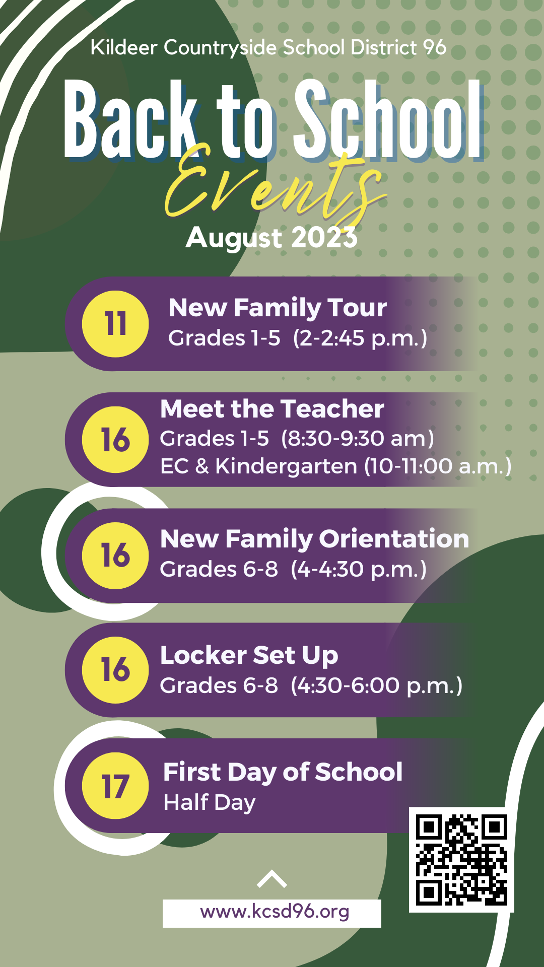 District 96 Back to School Events, 2023-24