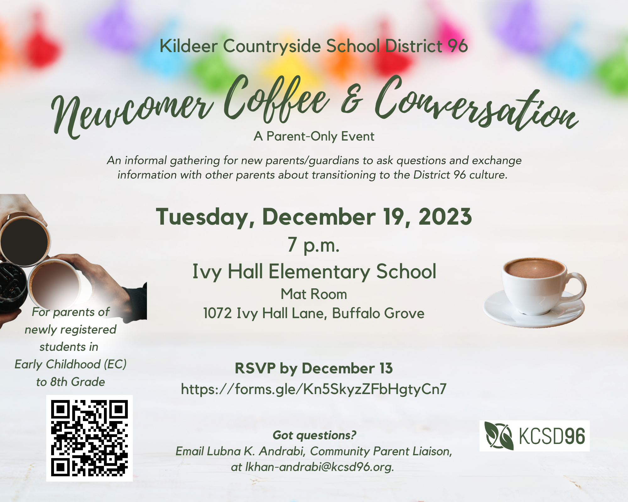 Newcomer Coffee & Conversation on December 19, 2023