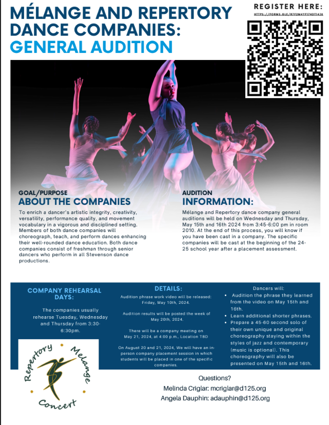 Stevenson High School Dance Companies' Dance Auditions May 2024