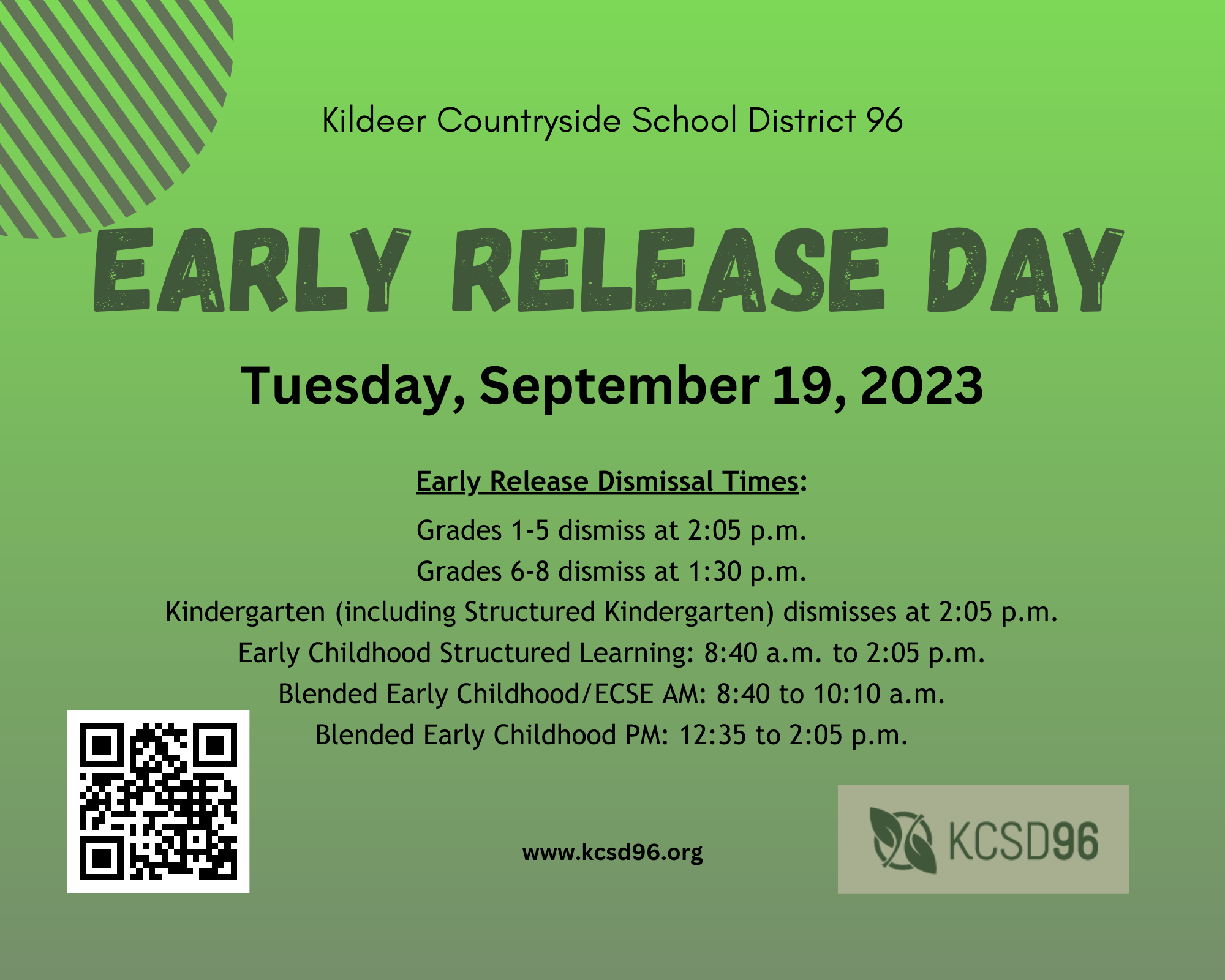 D96 Early Release Day: September 19, 2023