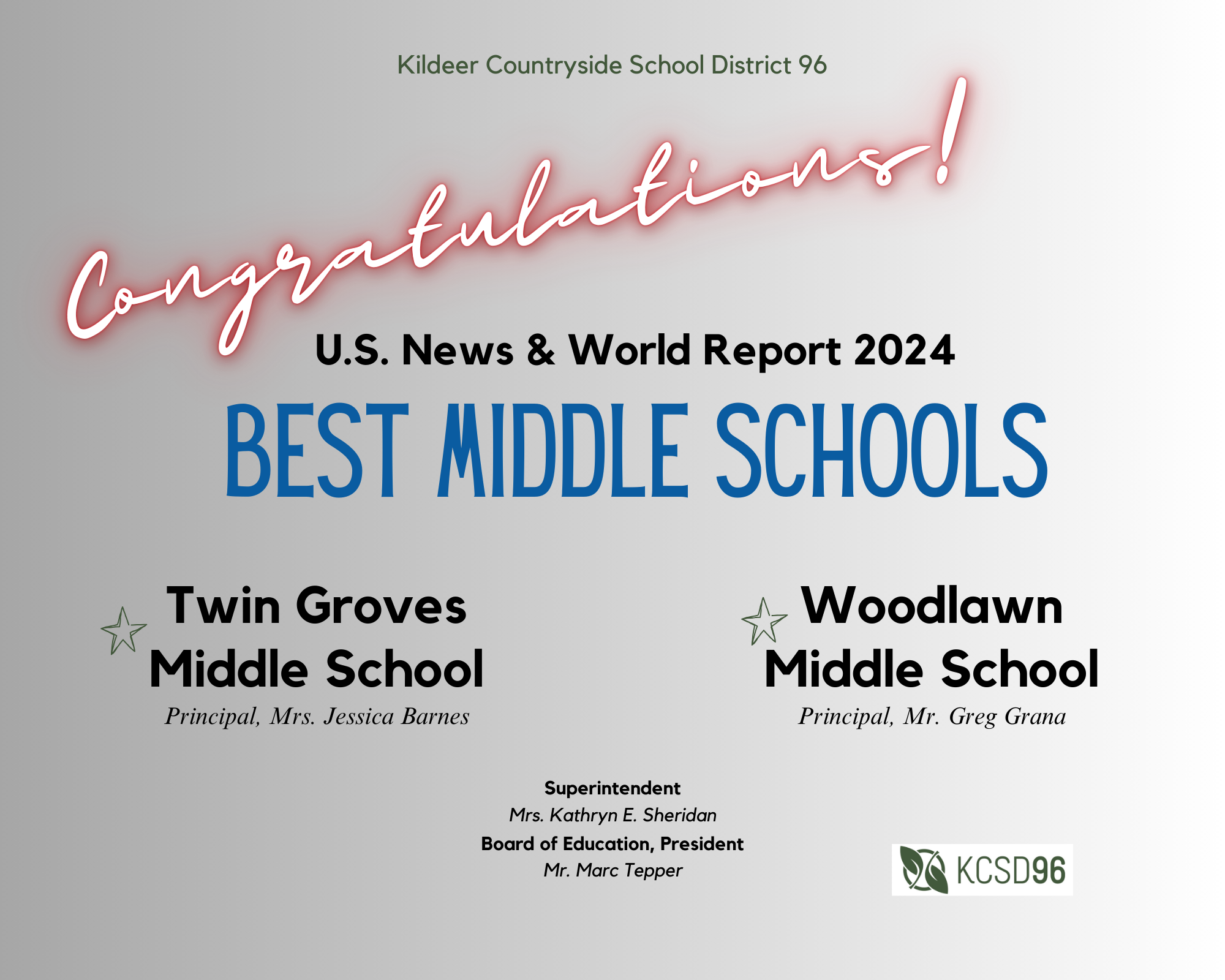 U.S. News & World Report's "Best Middle Schools" ~ November 14, 2023