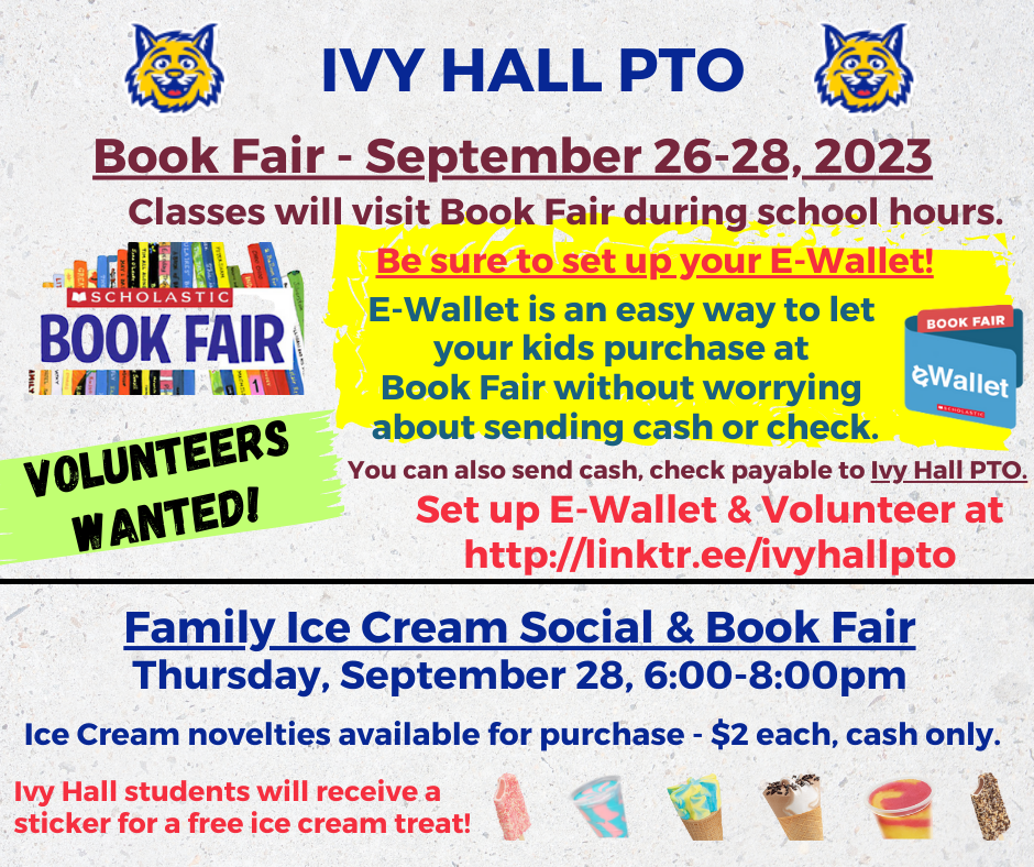 Ivy Hall Book Fair and Ice Cream Social: September 2023