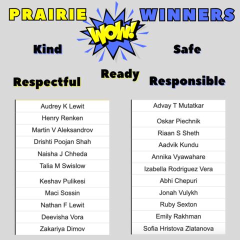 Prairie WOW Winners, November 17 2023