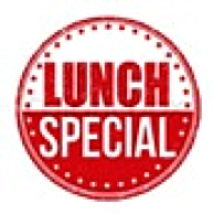 Round red graphic labeled Lunch Special