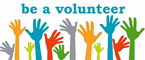 graphic of hands raised to volunteer