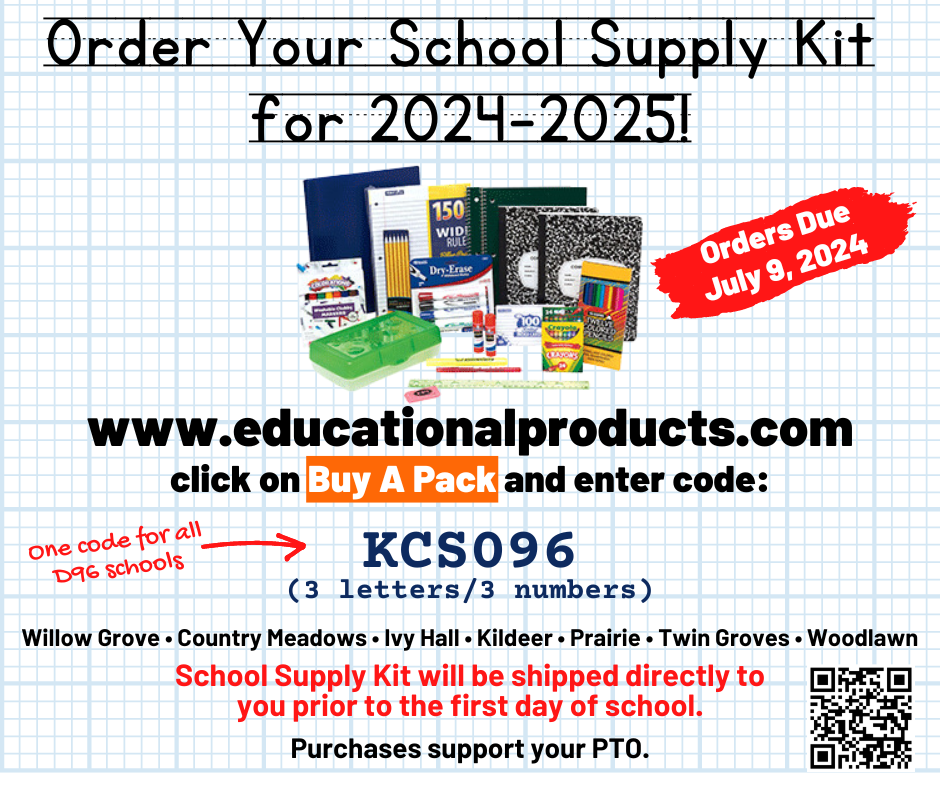 District 96 School Supply Kit for 2024-25 school year