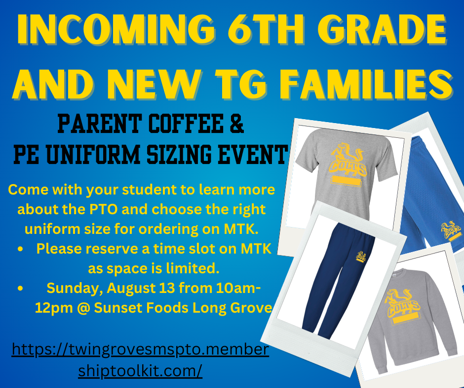 Twin Groves Incoming 6th Grade and New student families