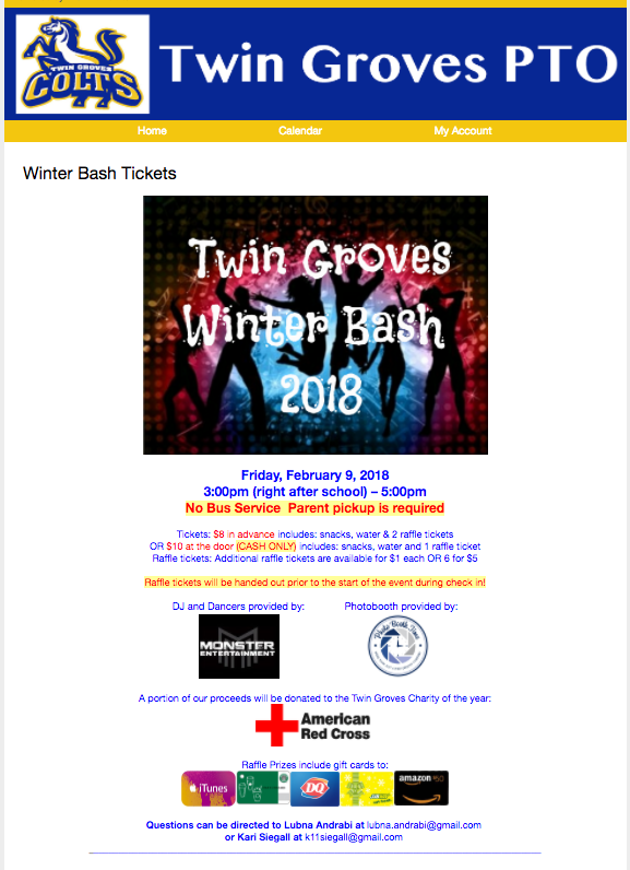 twin groves PTO winter bash tickets
