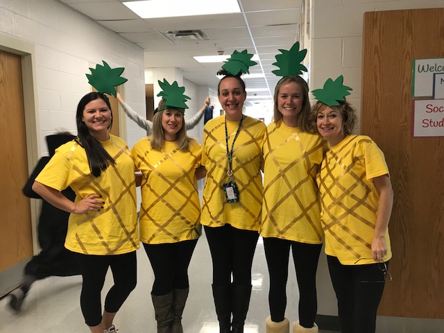 Teachers dressed as pineapples