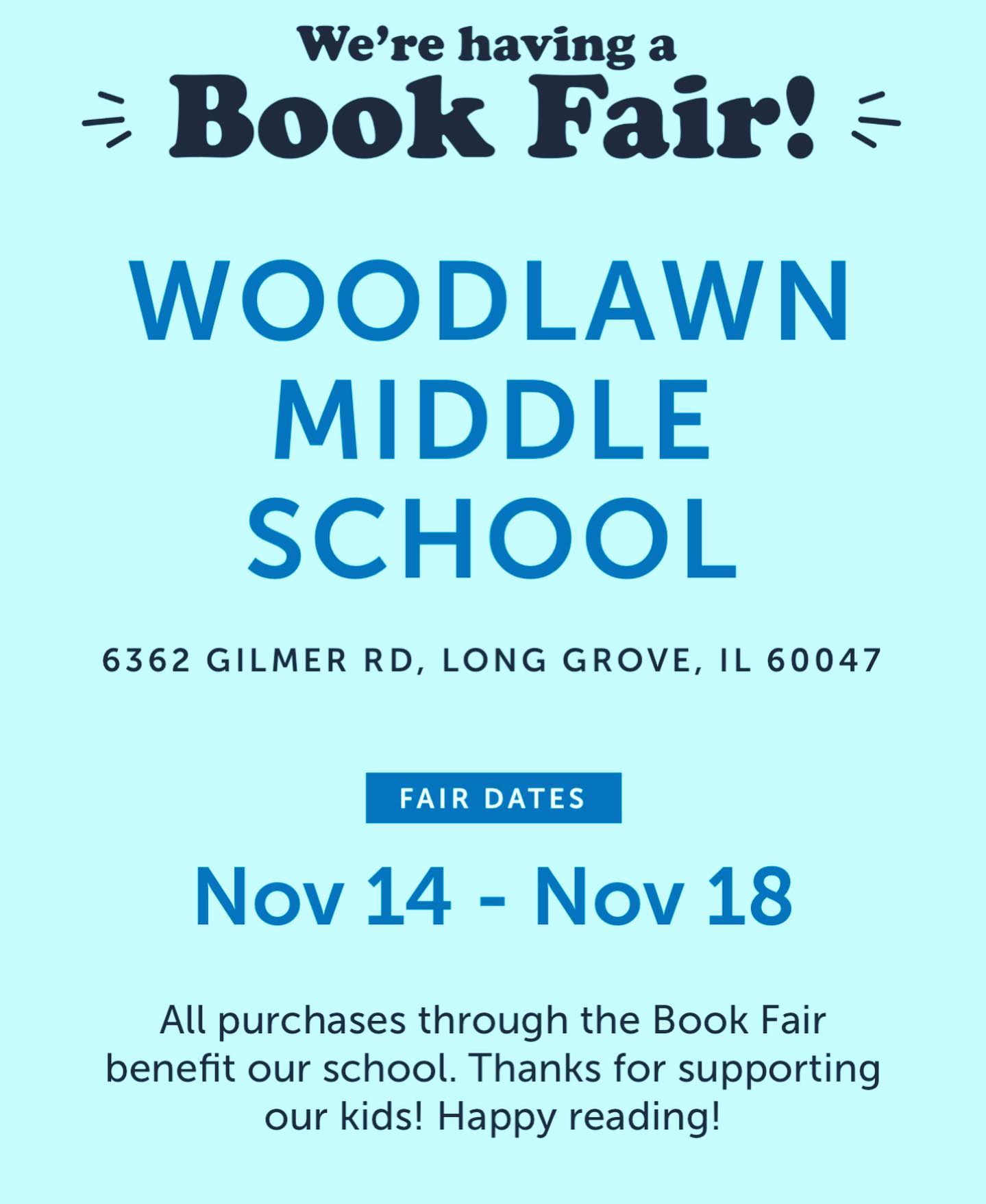 Woodlawn PTO BookFair: November 14-18, 2022