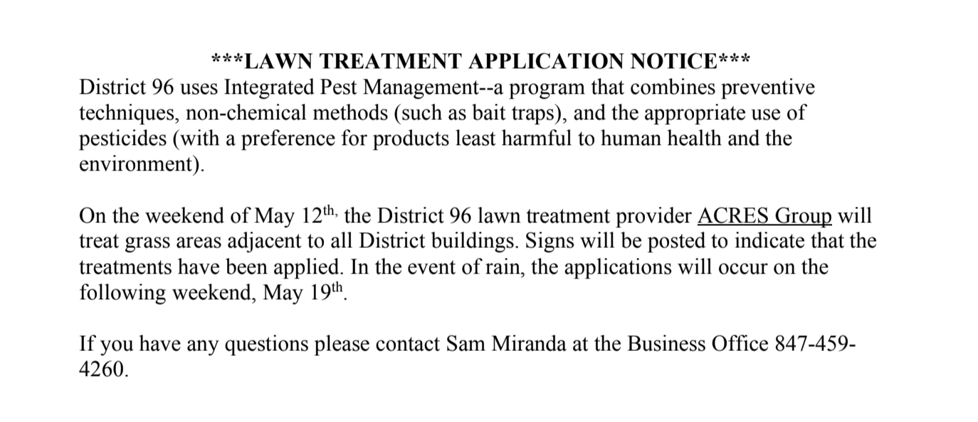 Lawn Treatment Application Notice