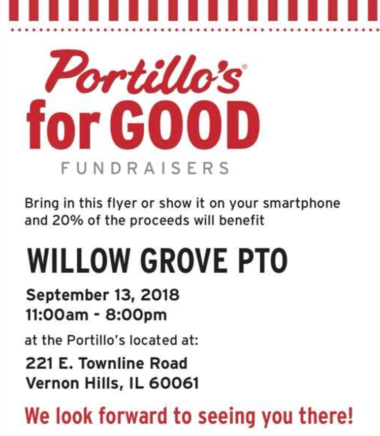 Portillo's for Good fund-raising flier