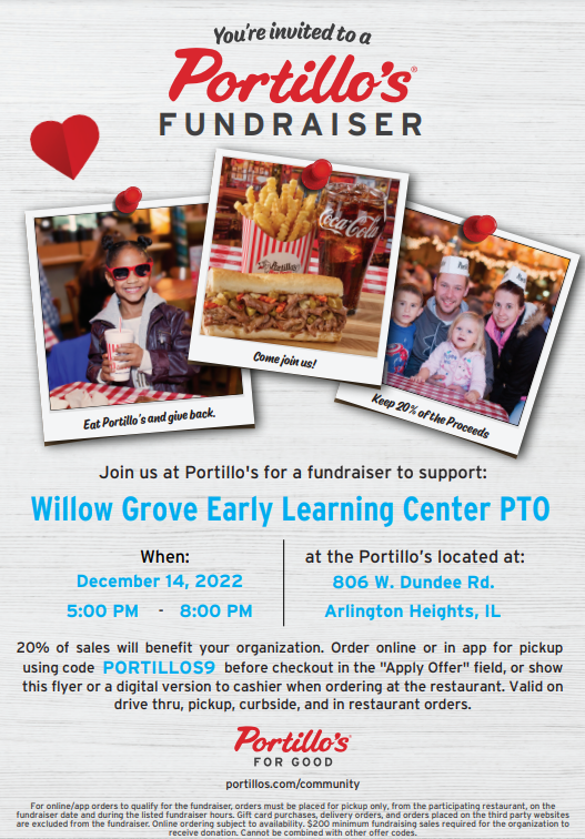 Willow Groves PTO Portillo's Fundraiser