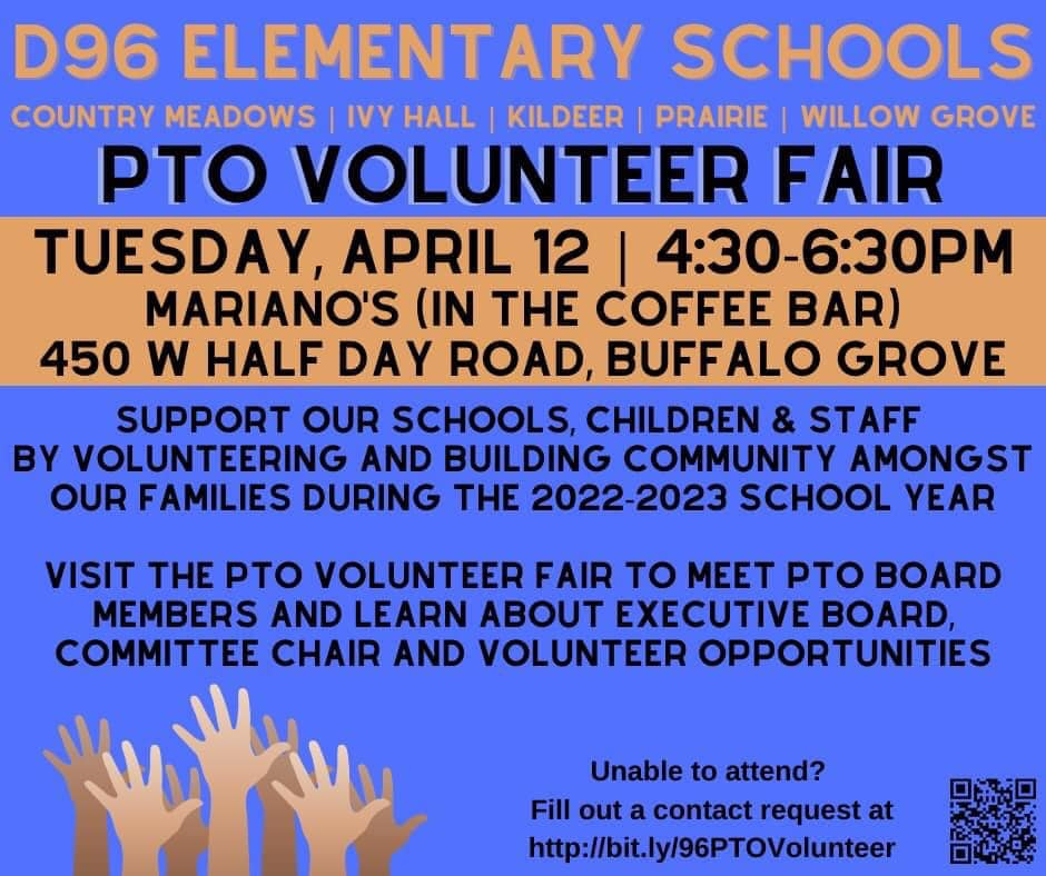 D96 PTO Volunteer Fair: April 12, 2022